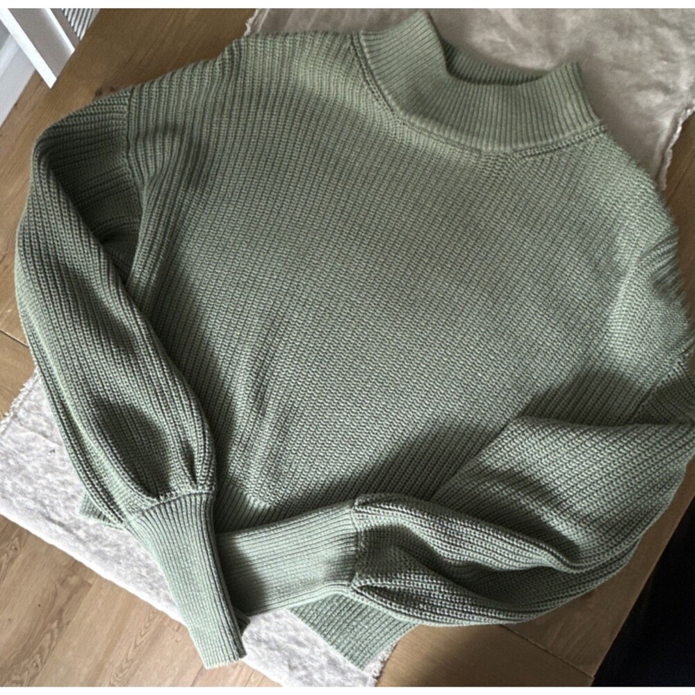 NA-KD Green High Neck Ribbed Knit Pullover Sweater Women's Size S
